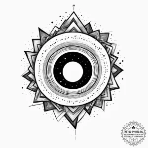 Tattoo design an abstract black hole from whi... - эскиз тату (№1753918608_0, 30.07.2025 23:36) — tattoo-photo.ru