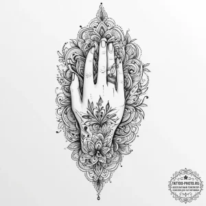 Tattoo design a hand gently holding a child's... - эскиз тату (№1753919391_0, 30.07.2025 23:49) — tattoo-photo.ru