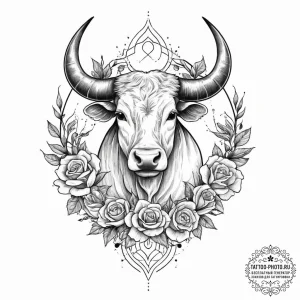 Tattoo design a taurus bull with venus's glyp... - эскиз тату (№1753919591_0, 30.07.2025 23:53) — tattoo-photo.ru