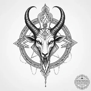 Baphomet symbol, tattoo line art, old school... - эскиз тату (№1753920373_0, 31.07.2025 00:06) — tattoo-photo.ru