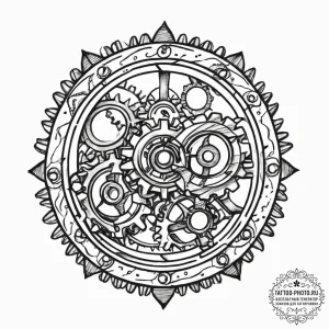 Tattoo design a pair of interlocking gears or... - эскиз тату (№1753921952_0, 31.07.2025 00:32) — tattoo-photo.ru