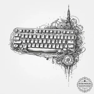 Tattoo design a gaming keyboard with custom k... - эскиз тату (№1753922737_0, 31.07.2025 00:45) — tattoo-photo.ru