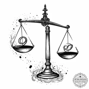 Tattoo sketch libra's scales formed by the ba... - эскиз тату (№1753924111_0, 31.07.2025 01:08) — tattoo-photo.ru