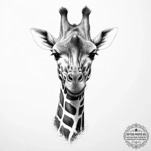 Giraffe, ink illustration for tattoo, dotwork... - эскиз тату (№1753924696_0, 31.07.2025 01:18) — tattoo-photo.ru