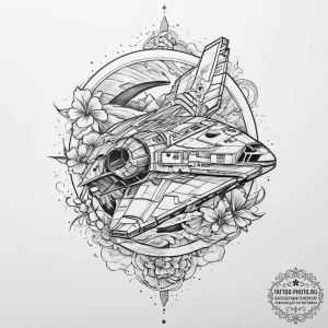 The millennium falcon, tattoo sketch design,... - эскиз тату (№1753926661_0, 31.07.2025 01:51) — tattoo-photo.ru