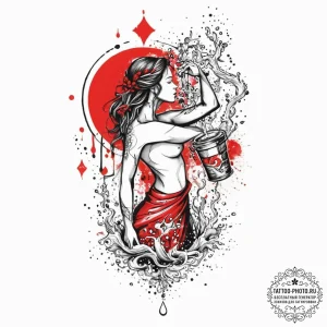 Tattoo sketch aquarius's water-bearer, a myth... - эскиз тату (№1753926856_0, 31.07.2025 01:54) — tattoo-photo.ru