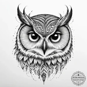 Tattoo design a powerful, unblinking owl's ey... - эскиз тату (№1753927436_0, 31.07.2025 02:03) — tattoo-photo.ru