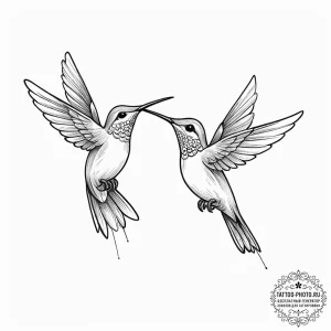 Tattoo sketch a pair of hummingbirds, symboli... - эскиз тату (№1753927627_0, 31.07.2025 02:07) — tattoo-photo.ru