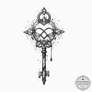 Tattoo sketch a key that also forms an infini... - эскиз тату (№1753928406_0, 31.07.2025 02:20) — tattoo-photo.ru