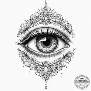 A single eye shedding a tear that becomes an... - эскиз тату (№1753929962_0, 31.07.2025 02:46) — tattoo-photo.ru