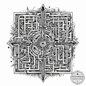 Tattoo sketch a labyrinth or maze, complex an... - эскиз тату (№1753930741_0, 31.07.2025 02:59) — tattoo-photo.ru