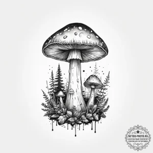 Tattoo sketch a glowing 1up mushroom with a m... - эскиз тату (№1753932101_0, 31.07.2025 03:21) — tattoo-photo.ru