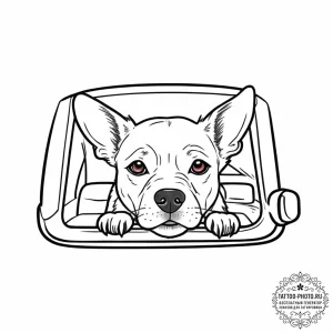 A dog with its head out of a car window, ears... - эскиз тату (№1753933456_0, 31.07.2025 03:44) — tattoo-photo.ru