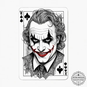 The joker's playing card, tattoo flash sheet... - эскиз тату (№1753935010_0, 31.07.2025 04:10) — tattoo-photo.ru