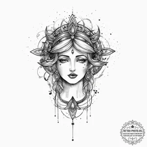 Themis, ink illustration for tattoo, watercol... - эскиз тату (№1753935205_0, 31.07.2025 04:13) — tattoo-photo.ru