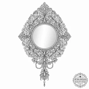 Tattoo sketch a delicate hand mirror reflecti... - эскиз тату (№1753936173_0, 31.07.2025 04:29) — tattoo-photo.ru