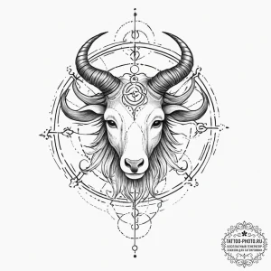 Tattoo design a zodiac animal comically inter... - эскиз тату (№1753936367_0, 31.07.2025 04:32) — tattoo-photo.ru