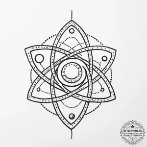 Atom, tattoo drawing outline, dotwork shading... - эскиз тату (№1753937537_0, 31.07.2025 04:52) — tattoo-photo.ru