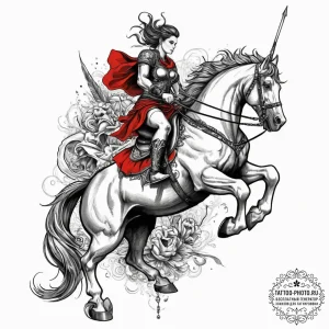 Tattoo sketch a mythical warrior riding a pow... - эскиз тату (№1753937731_0, 31.07.2025 04:55) — tattoo-photo.ru