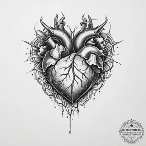Tattoo design a heart depicted as solid stone... - эскиз тату (№1753938124_0, 31.07.2025 05:02) — tattoo-photo.ru