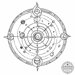 Tattoo sketch a zodiac glyph with its ruling... - эскиз тату (№1753939293_0, 31.07.2025 05:21) — tattoo-photo.ru