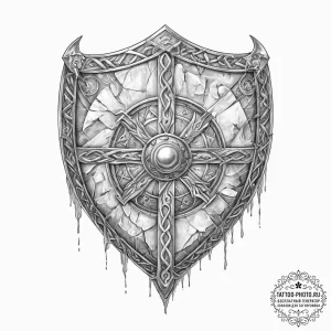 A broken viking shield - эскиз тату (№1753941814_0, 31.07.2025 06:03) — tattoo-photo.ru