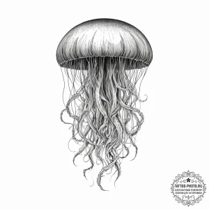 Tattoo sketch a graceful jellyfish, with flow... - эскиз тату (№1753942982_0, 31.07.2025 06:23) — tattoo-photo.ru
