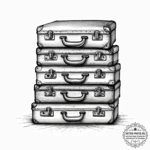 A stack of old, vintage suitcases., concept a... - эскиз тату (№1753943769_0, 31.07.2025 06:36) — tattoo-photo.ru