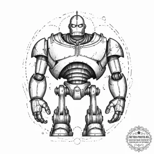 The iron giant, ink illustration for tattoo,... - эскиз тату (№1753946960_0, 31.07.2025 07:29) — tattoo-photo.ru