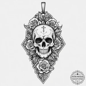 Tattoo sketch a soldier's dog tags with a sub... - эскиз тату (№1753948651_0, 31.07.2025 07:57) — tattoo-photo.ru