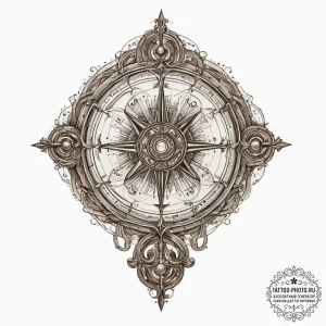 Astrolabe, concept art for tattoo, sepia tone... - эскиз тату (№1753950342_0, 31.07.2025 08:25) — tattoo-photo.ru