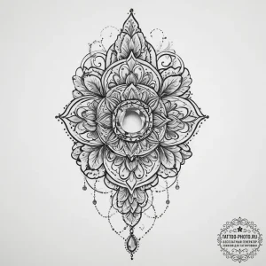 Tattoo design a birthstone incorporated into... - эскиз тату (№1753954081_0, 31.07.2025 09:28) — tattoo-photo.ru
