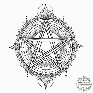 Pentacle, concept art for tattoo, linework ta... - эскиз тату (№1753956821_0, 31.07.2025 10:13) — tattoo-photo.ru