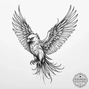Harpy, ink illustration for tattoo, on a clea... - эскиз тату (№1753957015_0, 31.07.2025 10:16) — tattoo-photo.ru