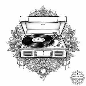 Tattoo design two halves of a classic record... - эскиз тату (№1753957983_0, 31.07.2025 10:33) — tattoo-photo.ru