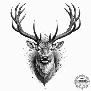 Tattoo design a majestic stag, antlers strong... - эскиз тату (№1753958373_0, 31.07.2025 10:39) — tattoo-photo.ru