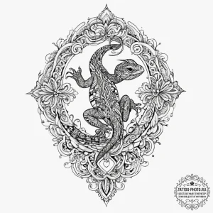 Lizard, artistic tattoo sketch, ornamental ta... - эскиз тату (№1753958568_0, 31.07.2025 10:42) — tattoo-photo.ru