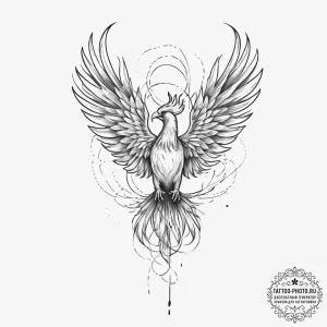 Phoenix, concept art for tattoo, on a clean w... - эскиз тату (№1753958965_0, 31.07.2025 10:49) — tattoo-photo.ru