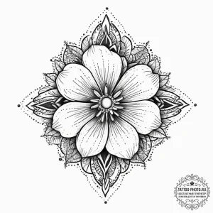 Tattoo sketch a blooming flower with subtle l... - эскиз тату (№1753959160_0, 31.07.2025 10:52) — tattoo-photo.ru