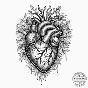 Tattoo sketch an anatomical heart, rendered r... - эскиз тату (№1753959355_0, 31.07.2025 10:55) — tattoo-photo.ru