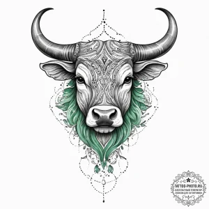 Tattoo design a serene taurus bull, with eart... - эскиз тату (№1753959748_0, 31.07.2025 11:02) — tattoo-photo.ru