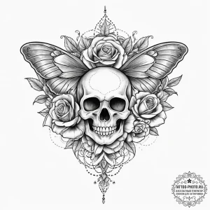 Moth, artistic tattoo sketch, on a clean whit... - эскиз тату (№1753959942_0, 31.07.2025 11:05) — tattoo-photo.ru