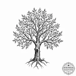 Tattoo design a tree whose leaves are tiny bi... - эскиз тату (№1753960528_0, 31.07.2025 11:15) — tattoo-photo.ru