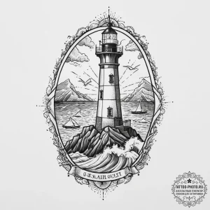 Tattoo sketch a lighthouse beam cutting throu... - эскиз тату (№1753974915_0, 31.07.2025 15:15) — tattoo-photo.ru