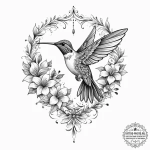 Hummingbird, tattoo flash sheet design, ornam... - эскиз тату (№1753975123_0, 31.07.2025 15:18) — tattoo-photo.ru
