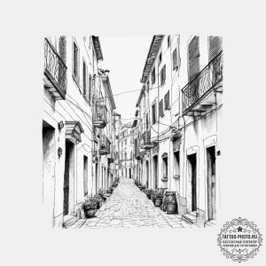 A quiet, forgotten alleyway in naples, italy,... - эскиз тату (№1753976119_0, 31.07.2025 15:35) — tattoo-photo.ru