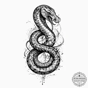 Cobra, tattoo line art, trash polka tattoo st... - эскиз тату (№1753976322_0, 31.07.2025 15:38) — tattoo-photo.ru