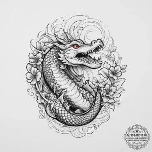 Alligator, concept art for tattoo, irezumi ja... - эскиз тату (№1753977718_0, 31.07.2025 16:01) — tattoo-photo.ru