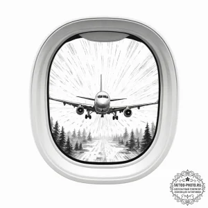 The view through a rain-streaked airplane win... - эскиз тату (№1753977923_0, 31.07.2025 16:05) — tattoo-photo.ru