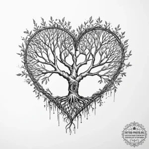 Tattoo sketch a stylized tree of life with ro... - эскиз тату (№1753983284_0, 31.07.2025 17:34) — tattoo-photo.ru